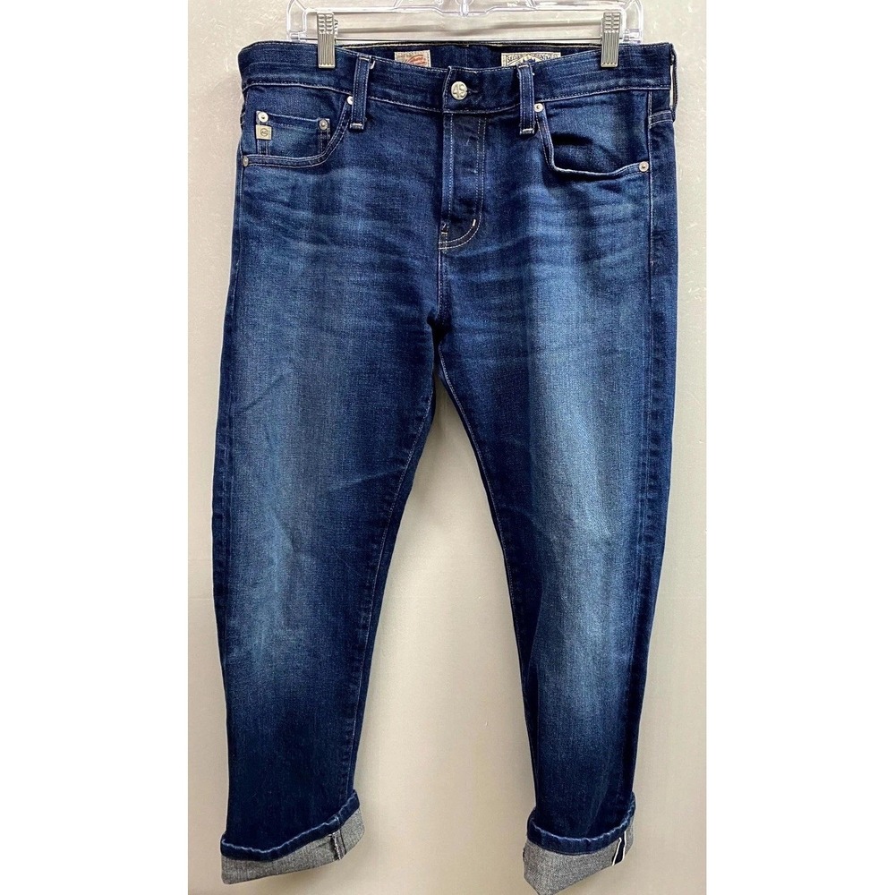 AG Adriano Goldschmied Selvage Denim Jeans Mens 33x34 Blue Cotton Straight Leg